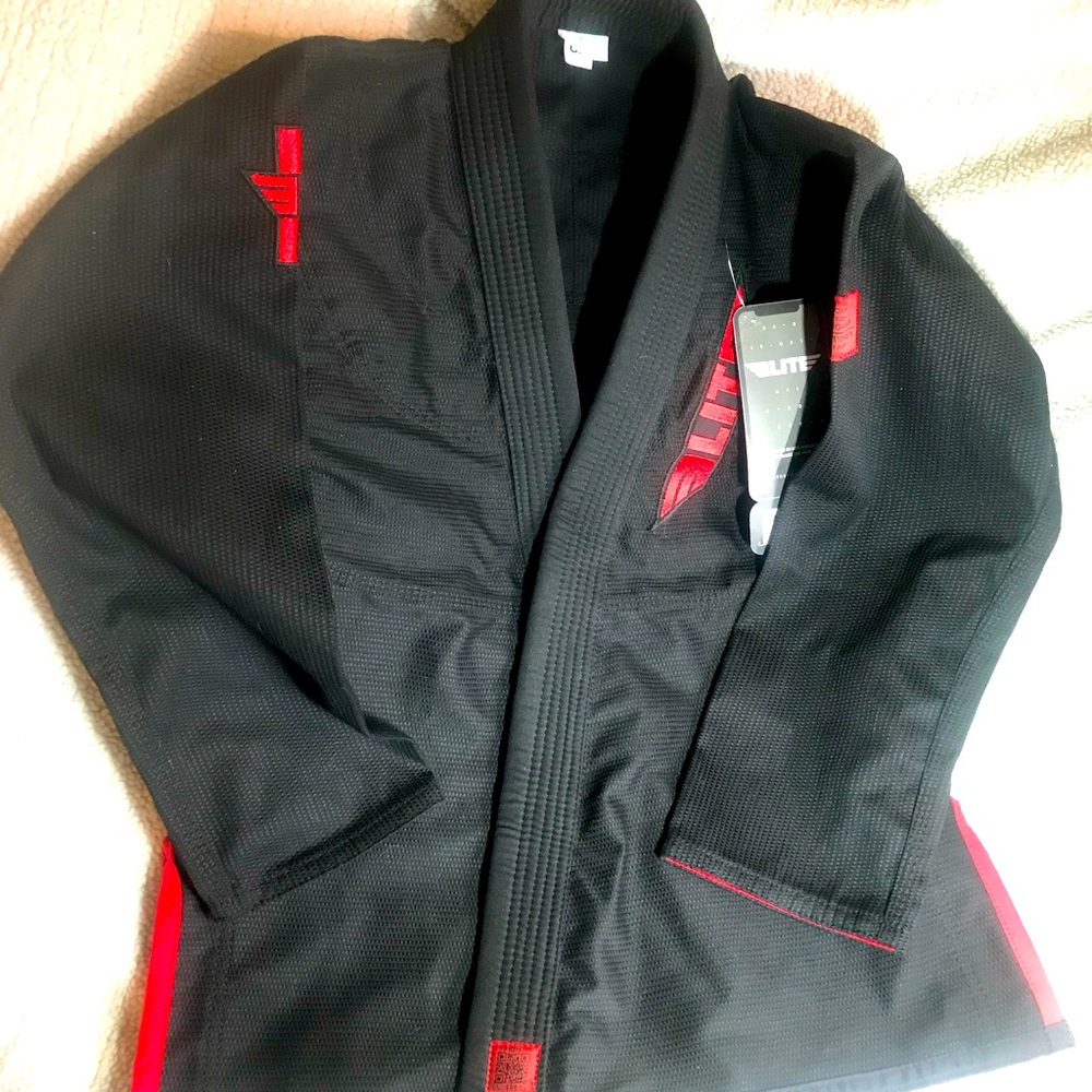 Elite Sports Technical Fightwear Jiu Jitsu Gi Top, BLK  C3 for 4’2”-4’7”
